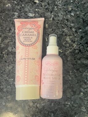 Amber Glow Set of 2 Crème Caramel Lotion & Texturizing Wave Spray New